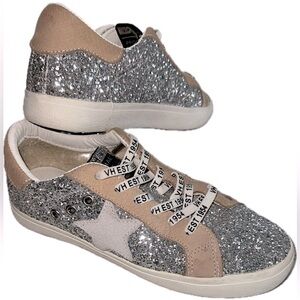 Vintage Havana Silver Glitter Tan Star Sneakers Sz 7